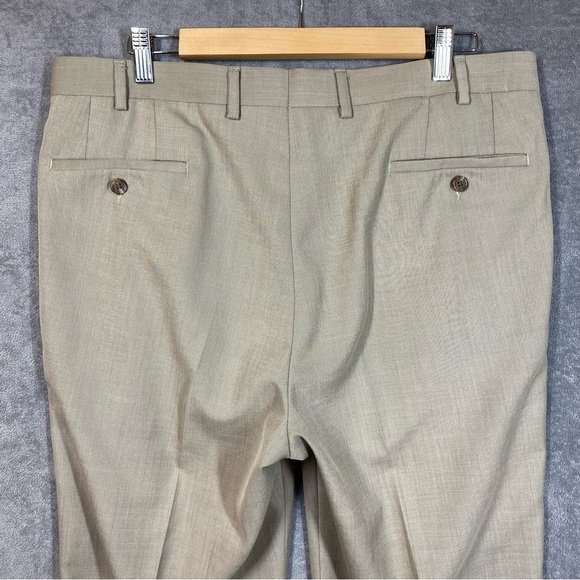 Lauren Ralph Lauren Slacks Men's 36x32 (29L) Beige Poly Rayon Pleat Front Cuffed - Picture 6 of 14
